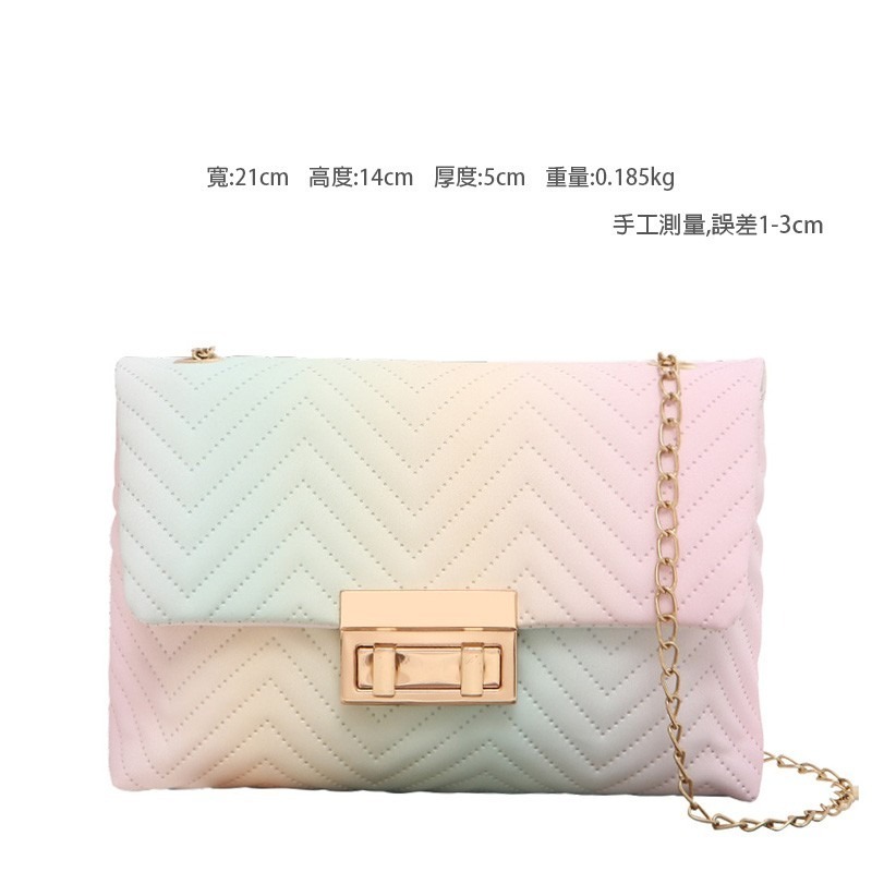 (當日出貨) 🛒時尚潮流鏈條包 漸變PU包 單肩包 斜肩包 漸變包 鎖扣小包包(YA005)-細節圖2