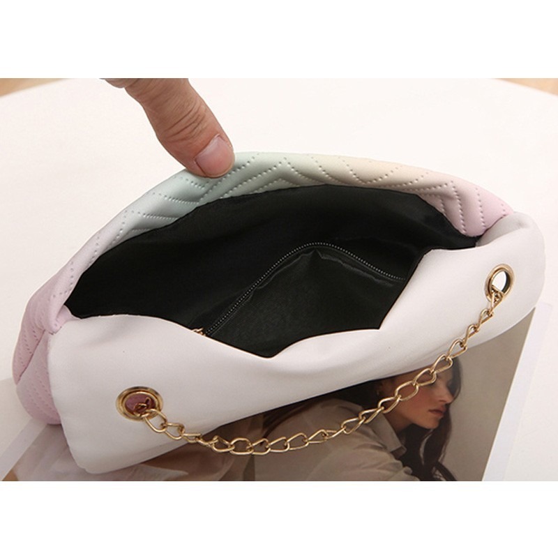(當日出貨) 🛒時尚潮流鏈條包 漸變PU包 單肩包 斜肩包 漸變包 鎖扣小包包(YA005)-細節圖5