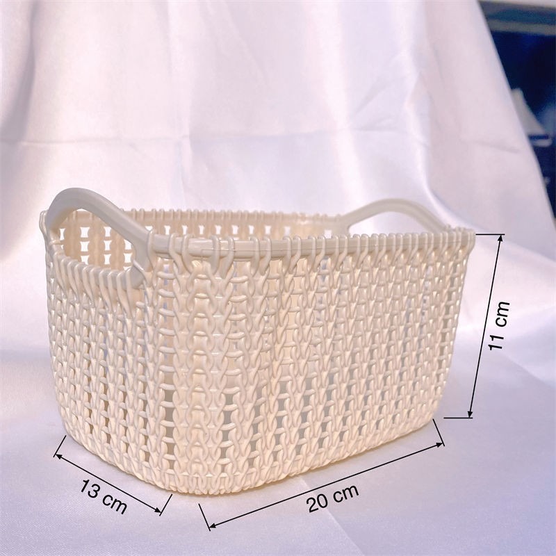 (當日出貨)仿藤編收納籃 收納籃 收納 桌面收納籃 收納盒 置物籃 廚房塑膠收納籃 零食收納 小物收納籃(A157)-細節圖2