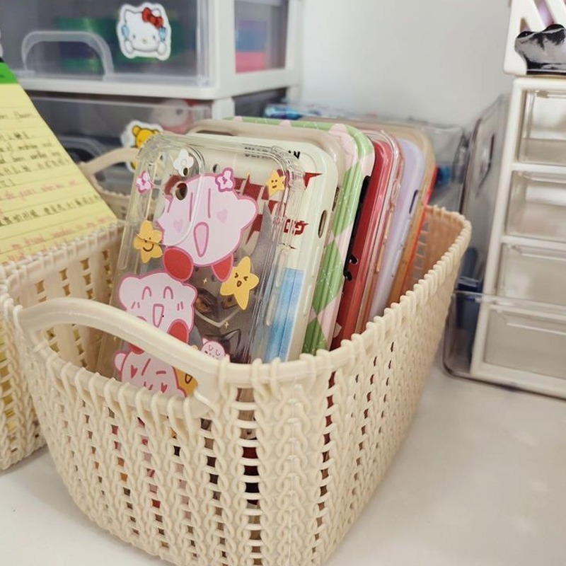 (當日出貨)仿藤編收納籃 收納籃 收納 桌面收納籃 收納盒 置物籃 廚房塑膠收納籃 零食收納 小物收納籃(A157)-細節圖8