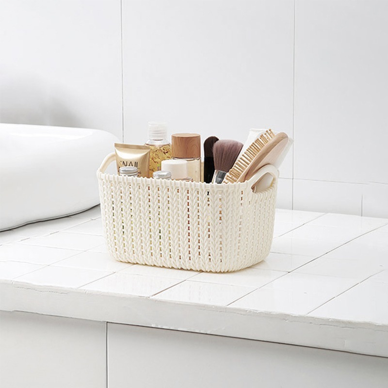 (當日出貨)仿藤編收納籃 收納籃 收納 桌面收納籃 收納盒 置物籃 廚房塑膠收納籃 零食收納 小物收納籃(A157)-細節圖9