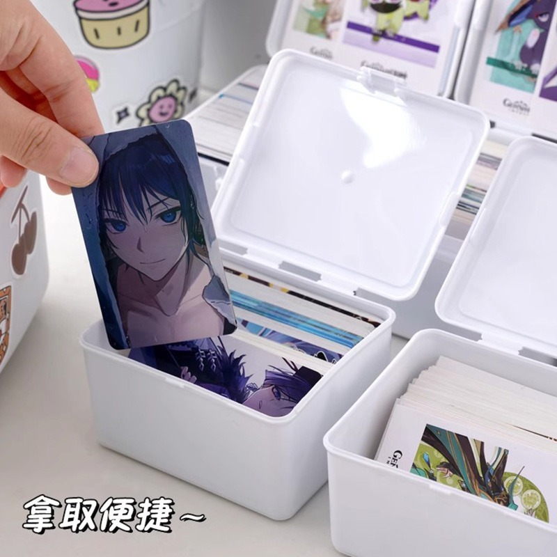 (當日出貨)純白翻蓋收納盒 收納小卡 翻蓋收納盒 卡膜收納整理盒 多功能防塵盒 收納盒 卡片收納盒(A182)-細節圖5