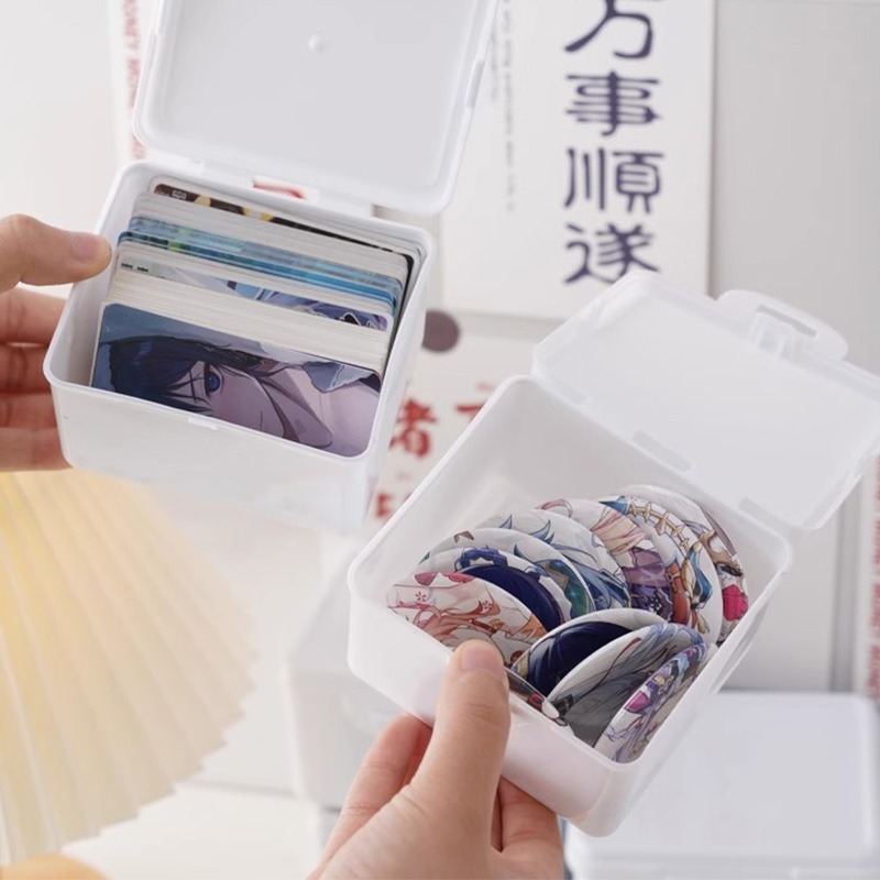 (當日出貨)純白翻蓋收納盒 收納小卡 翻蓋收納盒 卡膜收納整理盒 多功能防塵盒 收納盒 卡片收納盒(A182)-細節圖6