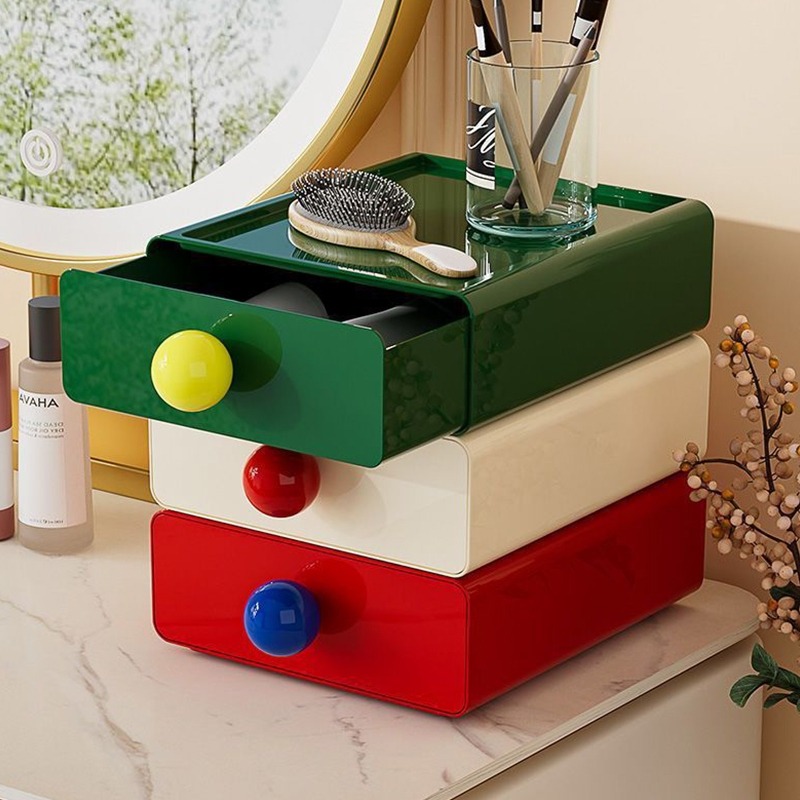 (當日出貨) NG品 彩色多巴胺抽屜收納盒 多層收納 桌面收納盒 疊層收納盒 文具收納 收納盒 糖果色(A195)-細節圖4