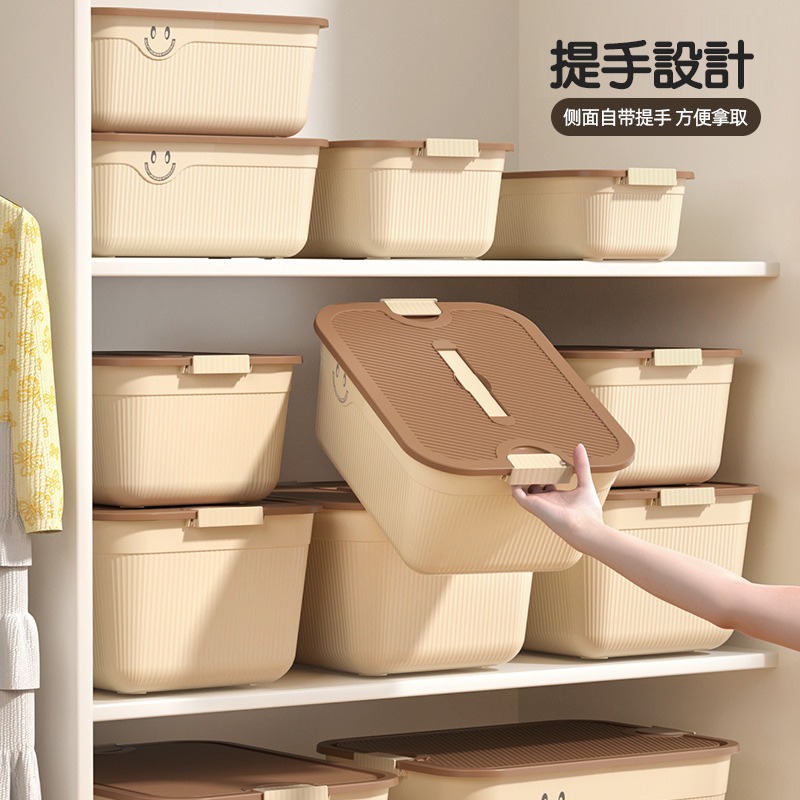 手提儲物箱 收納箱 帶蓋收納盒 大容量整理箱 家用收納箱 置物箱 可疊放收納箱 防塵收納箱 整理箱 (A255)-細節圖4