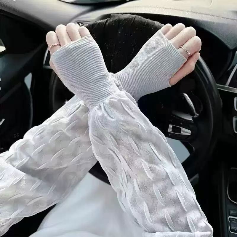 袖套 冰絲袖套 涼感袖套 防紫外線手套 戶外騎車袖套 運動防曬袖套 男女通用防曬手套(A287)-規格圖7