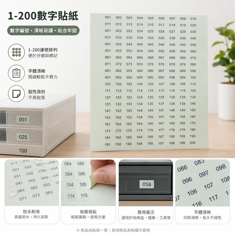 數字貼 方形數字貼 數字貼紙 數字標籤貼 編號貼紙 防水數字貼 分類標示貼 數字索引貼 文具貼紙(A292)-細節圖4