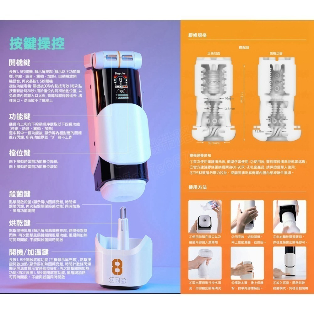 Easy Live NO.8 機甲 電動飛機杯 飛機杯 自慰器男用 自動飛機杯 飛機杯電動 情趣用品男用 男性情趣用品-細節圖8