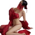 性感肚兜套裝 睡袍 角色扮演 COSPLAY 薄紗睡衣 情趣睡衣 情趣衣服 CB132 台灣出貨 性感睡衣 性感內衣-規格圖1