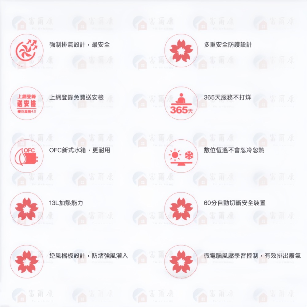 ￼【富爾康】免運/基本安裝 櫻花熱水器SH1335數位恆溫熱水器 1335強制排氣13公升熱水器不會忽冷忽熱-細節圖3