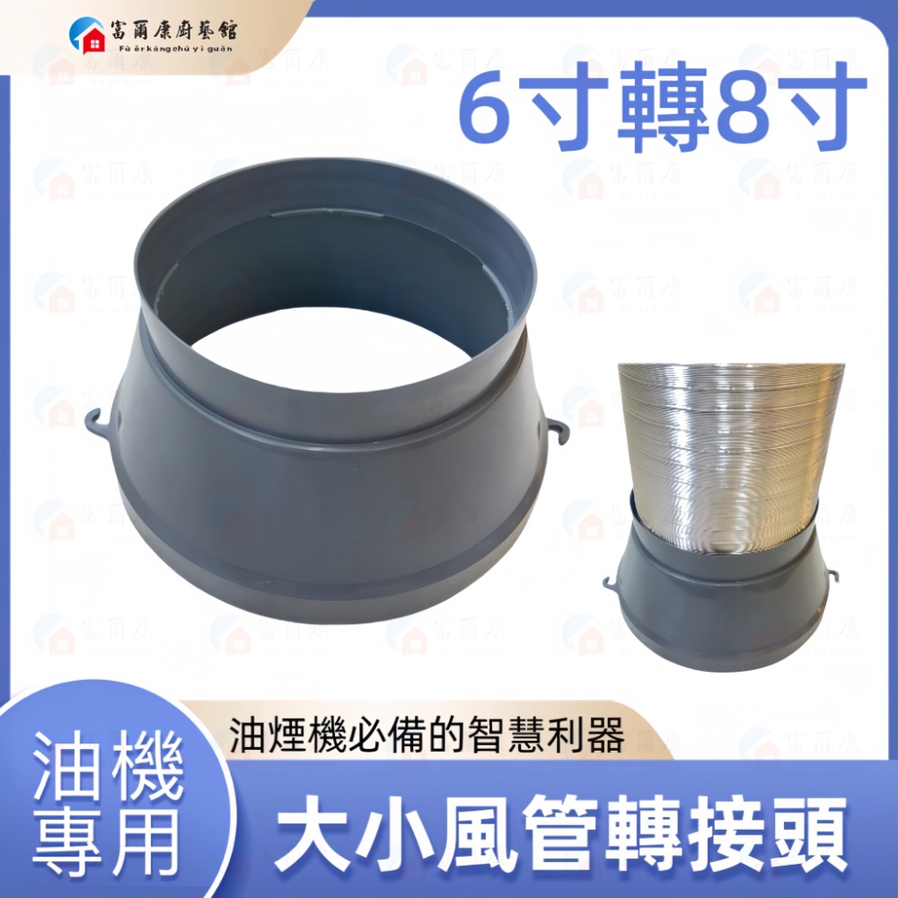 【富爾康】油煙機專用大小轉接頭6轉8 風管接頭 油機零件配件 接頭 轉接頭-規格圖3
