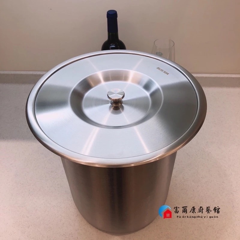 【富爾康】12L加大容量304不銹鋼廚房檯面崁入式垃圾桶桌面隱藏水槽清潔桶內嵌廚餘桶防臭垃圾桶收納桶清潔桶崁入-細節圖5