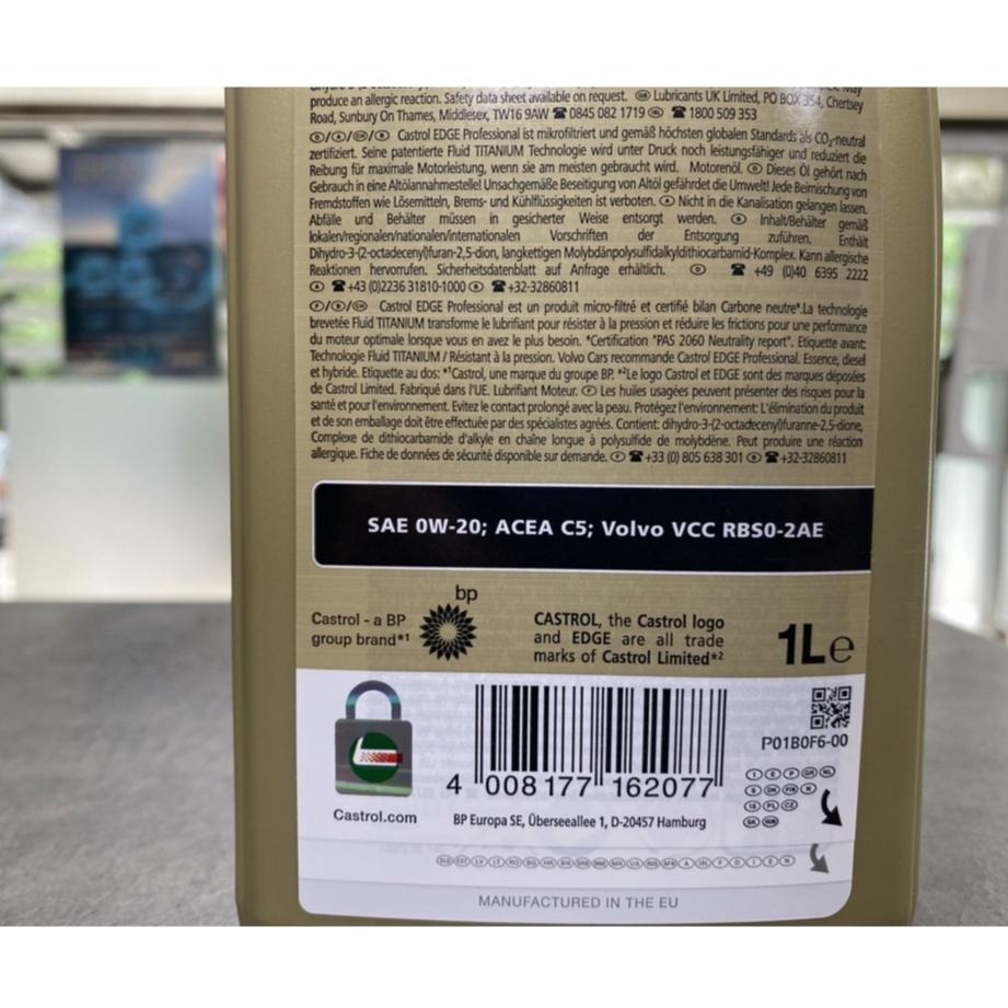 新到港 VOLVO車廠版 嘉實多 V 0W-20 0W20 EDGE VCC RBS0-2AE v0w20 關東車材-細節圖2