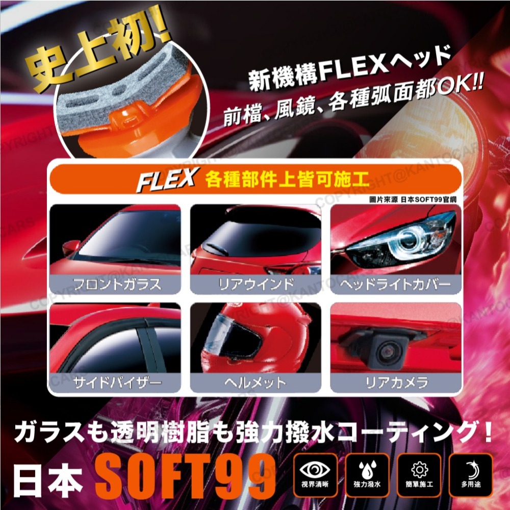 日本 SOFT99 大燈安全帽鏡片撥水劑 (曲面型) 70ML 前後擋風玻璃 大燈燈殼-細節圖2