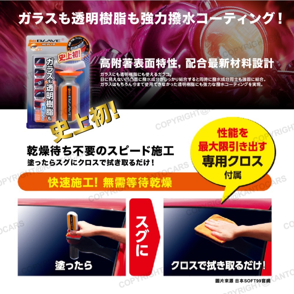 日本 SOFT99 大燈安全帽鏡片撥水劑 (曲面型) 70ML 前後擋風玻璃 大燈燈殼-細節圖4