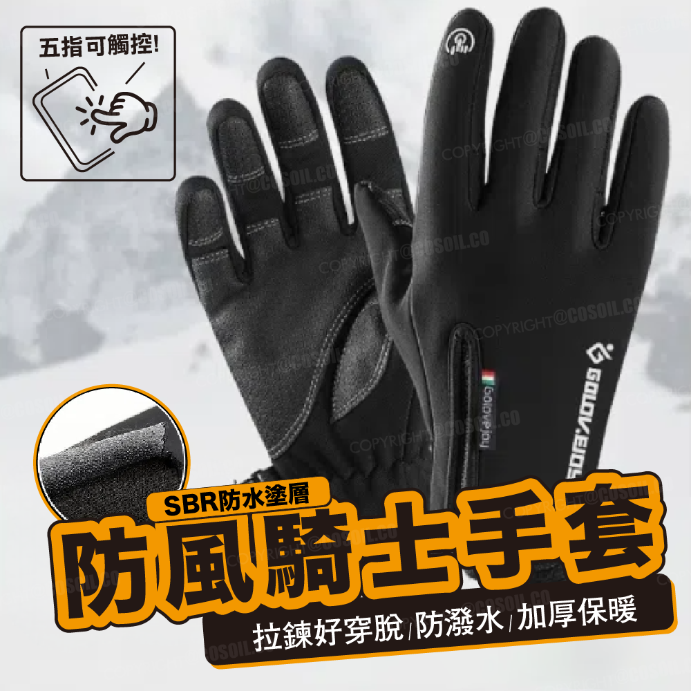 防風防潑水五指觸屏騎士手套 男士騎行手套 保暖防寒手套 觸摸屏設計 戶外騎行必備 防水防風手套 秋冬季騎行手套 五指觸屏-細節圖2