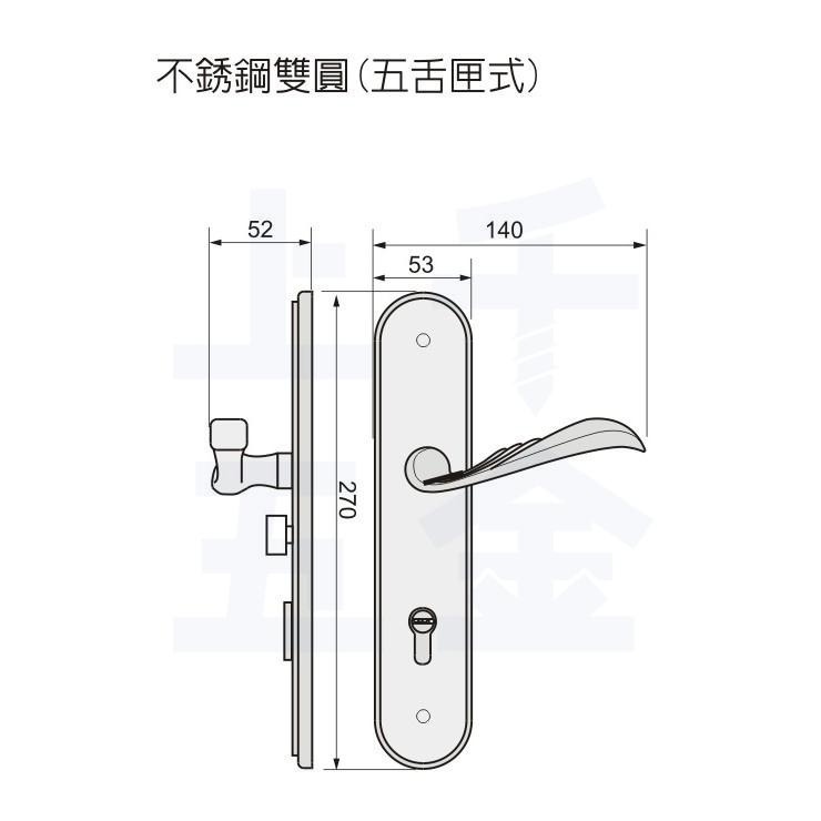【WACH 花旗】門鎖 連體鎖 匣式鎖 W88912 不銹鋼雙圓(五舌匣式) 有分左右 上千五金行-細節圖3