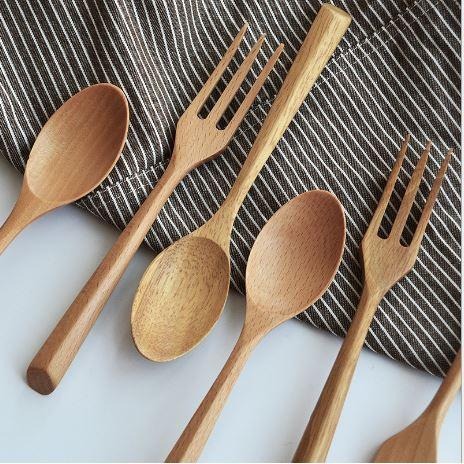 客製雕刻 木湯匙 木叉子 竹湯匙 竹叉子 水果叉 西餐叉 婚禮小物 木質湯匙 木製餐具 餐具批發 工廠直營 天然工房-細節圖2