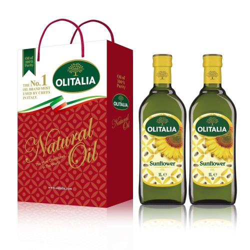 Olitalia 奧利塔頂級葵花油禮盒(1000mlx1瓶/2瓶)最適合台灣人的大火快炒烹調方式 耐高溫