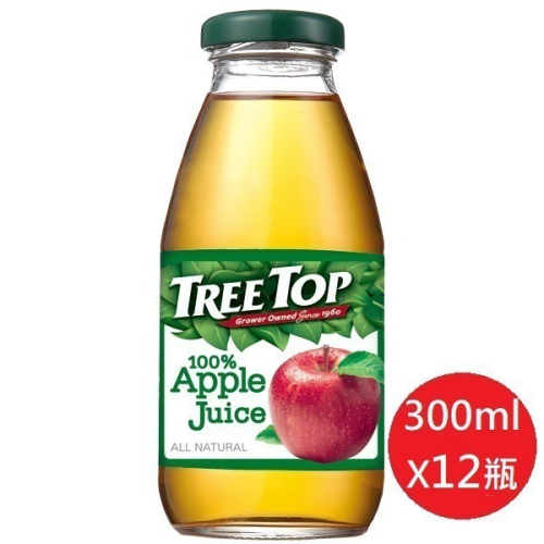 TREE TOP 樹頂100%蘋果汁 300ml(12瓶)(玻璃瓶)