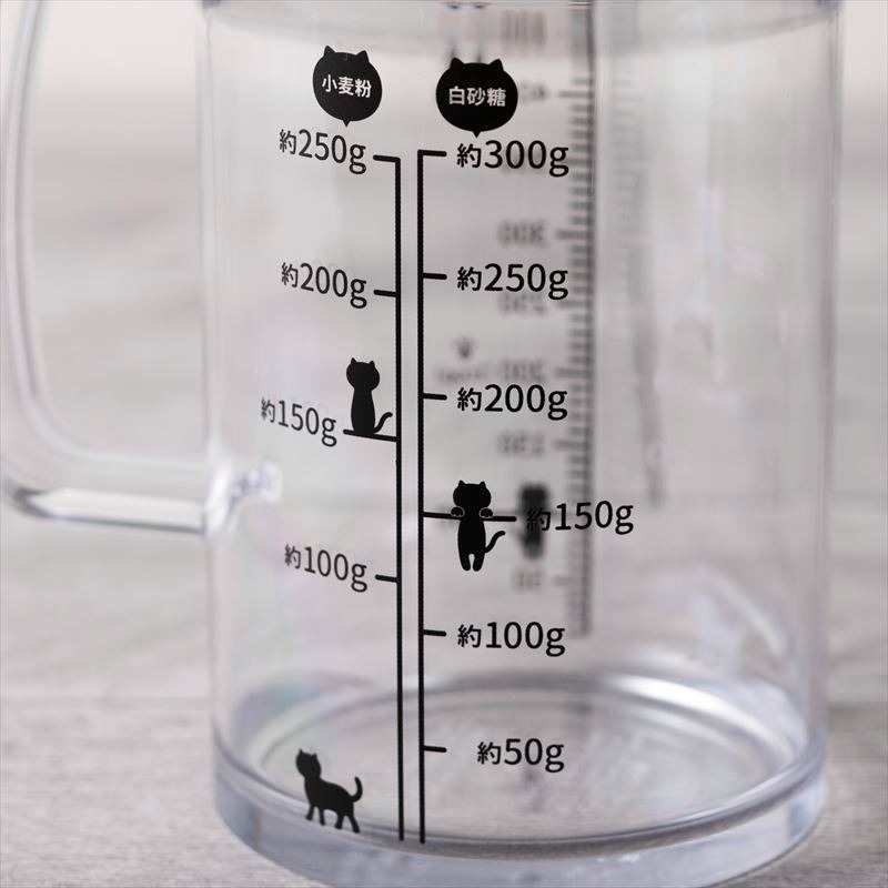 日本 貝印 KAI 貓咪量杯 500ml｜廚房料理小物 測量工具 黑貓 白貓-細節圖4