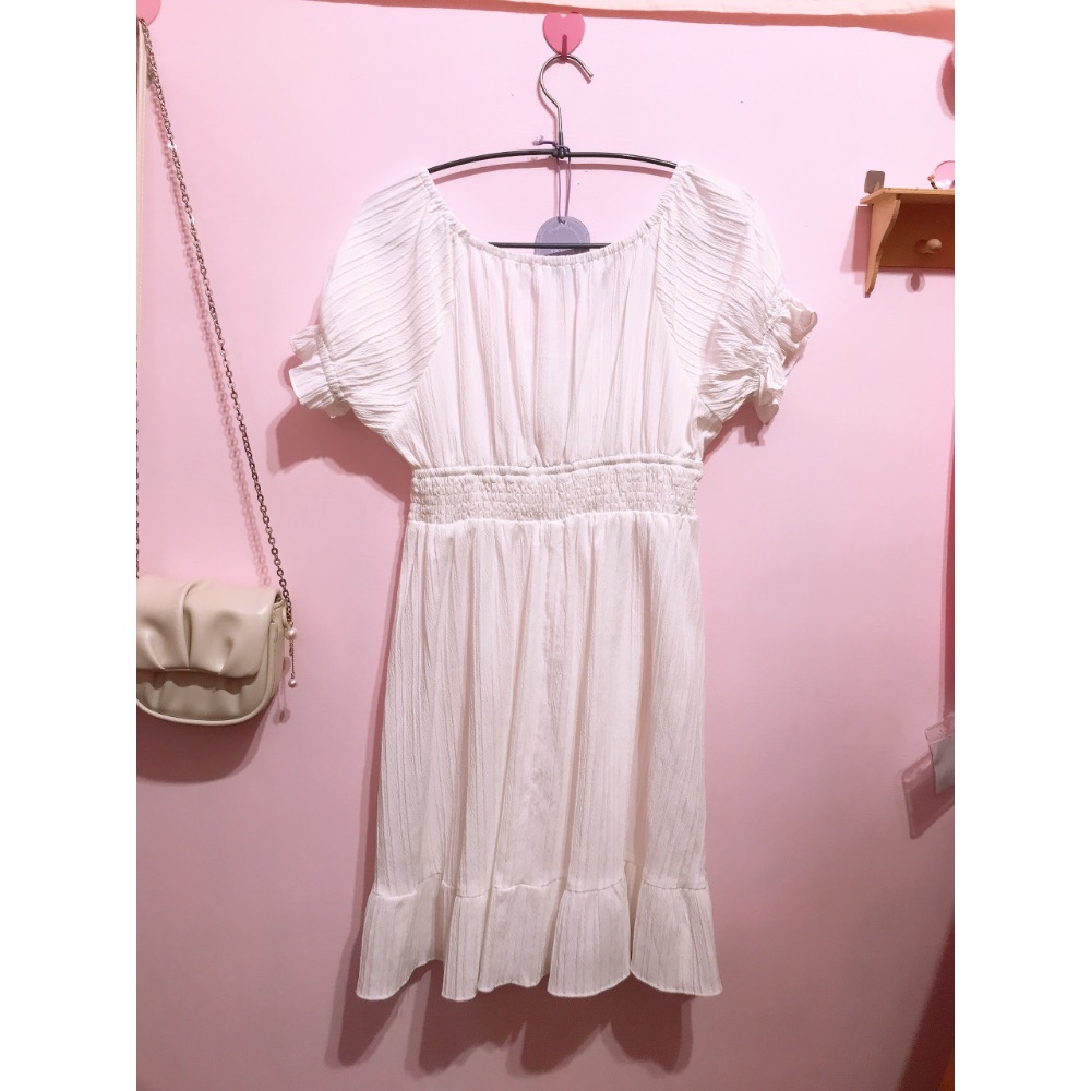 白色綁帶小洋裝-細節圖2