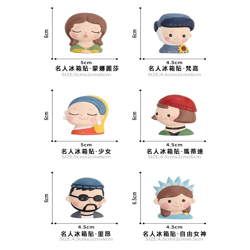 【台灣現貨】創意世界名人卡通頭像 手工彩繪 冰箱磁貼 家居裝飾 冰箱貼磁鐵 廚房 冰箱 白板磁鐵 黑板磁｜彤夫人生活百貨-細節圖4