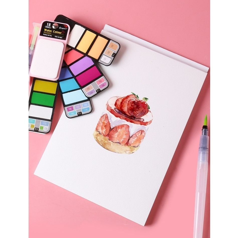 台灣現貨秒出｜扇型固體水彩 固體顏料 水彩套裝 水彩畫筆 攜帶式水彩 25色 42色 多色｜彤夫人生活百貨-細節圖4