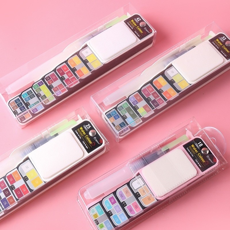 台灣現貨秒出｜扇型固體水彩 固體顏料 水彩套裝 水彩畫筆 攜帶式水彩 25色 42色 多色｜彤夫人生活百貨-細節圖5