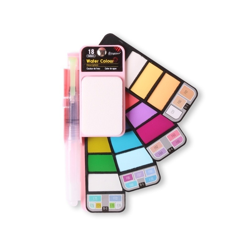 台灣現貨秒出｜扇型固體水彩 固體顏料 水彩套裝 水彩畫筆 攜帶式水彩 25色 42色 多色｜彤夫人生活百貨-細節圖10