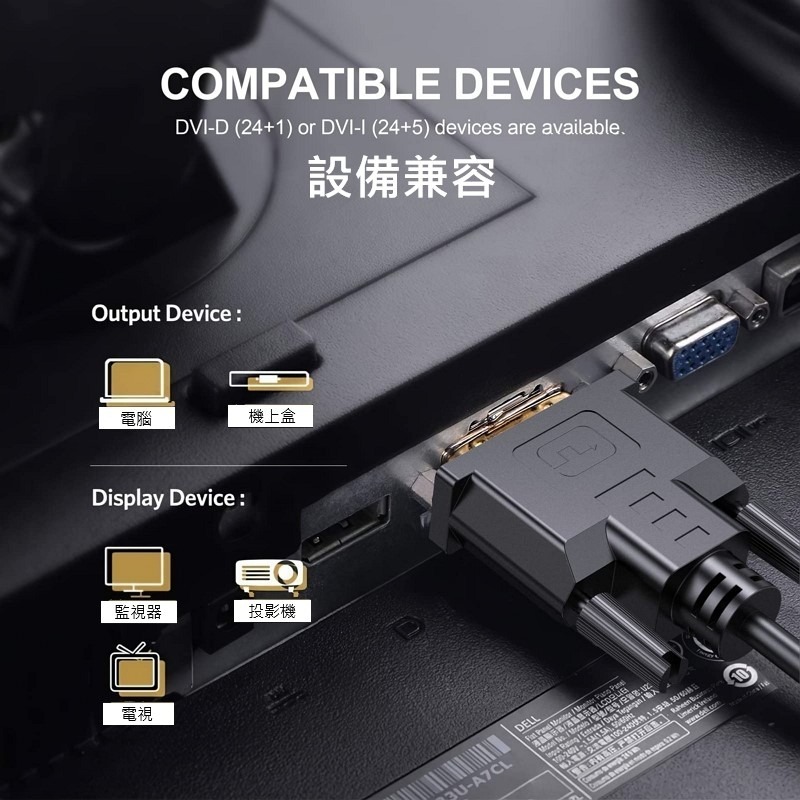 DVI高清螢幕轉接線 1.5公尺公對公 24+1 24+5接頭皆可使用 投影機轉接線 電視螢幕線 顯示器連接線 2k高清-細節圖3