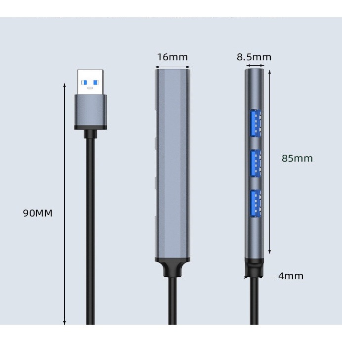 Usb hub usb3.0 七口擴充器 集線器 鋁合金擴展器 usb擴充 兼容 usb2.0傳輸器 type c接口-細節圖8