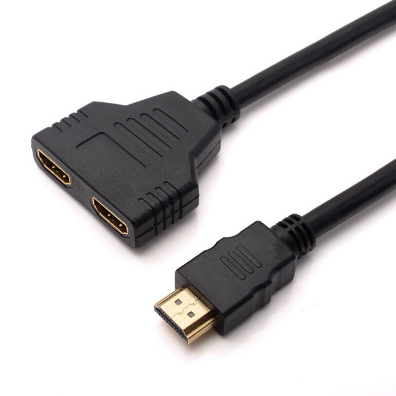 HDMI豬尾巴 HDMI 投影機電視螢幕分配器 1進2出 HDMI轉接頭 一分二 高清線 HDMI分線 分配器-細節圖3