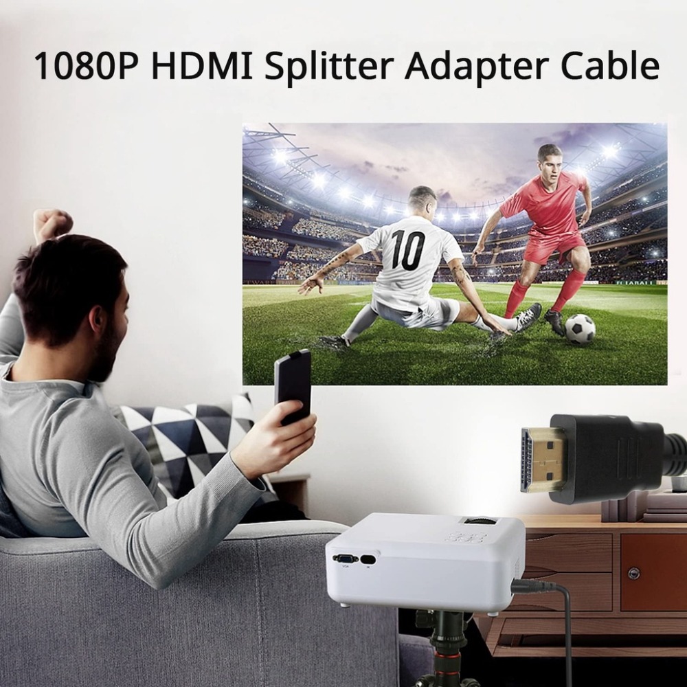 HDMI豬尾巴 HDMI 投影機電視螢幕分配器 1進2出 HDMI轉接頭 一分二 高清線 HDMI分線 分配器-細節圖6