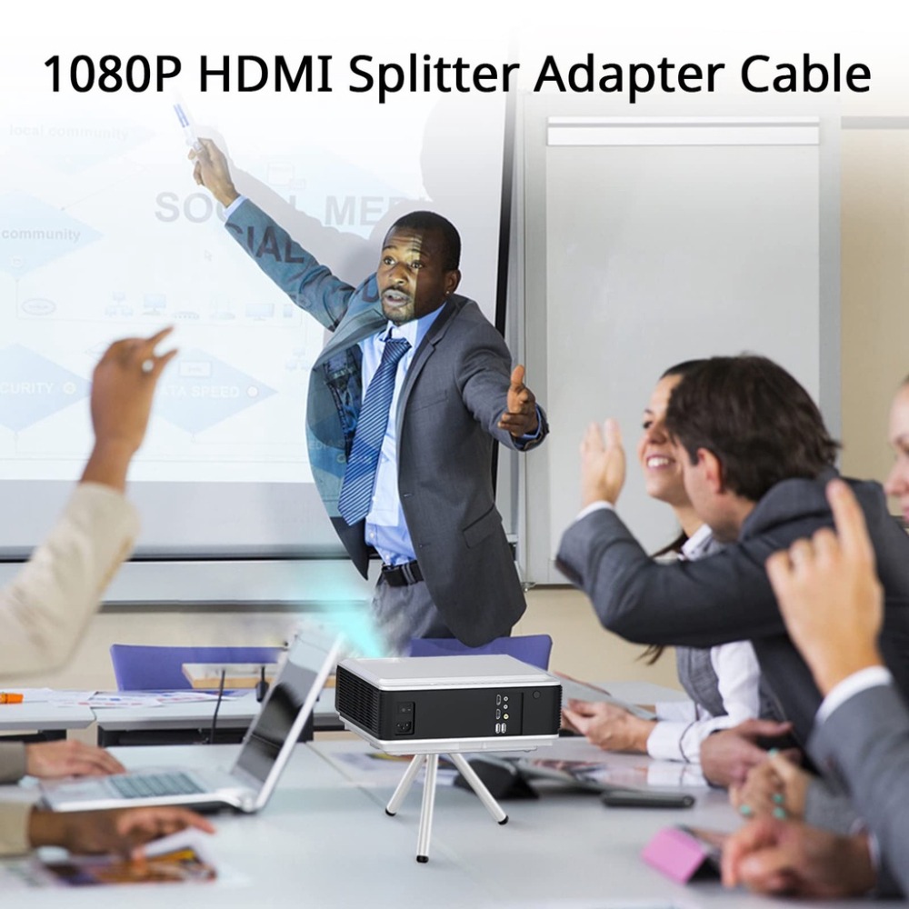 HDMI豬尾巴 HDMI 投影機電視螢幕分配器 1進2出 HDMI轉接頭 一分二 高清線 HDMI分線 分配器-細節圖8