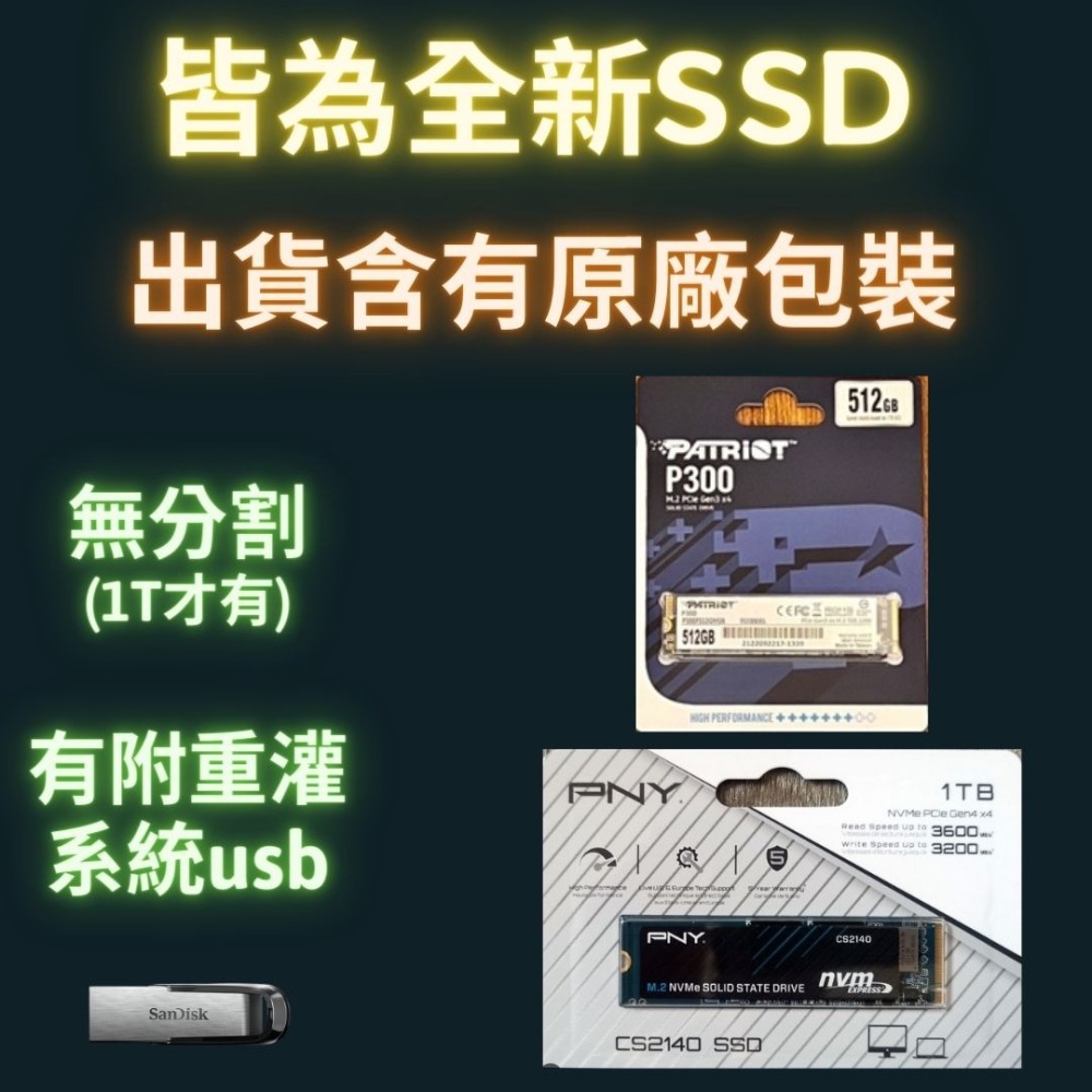 M.2 Ssd Nvme 2280 Pcie Gen3 固態硬碟 win10系統已灌 ssd 256g 512g 1TB-細節圖2