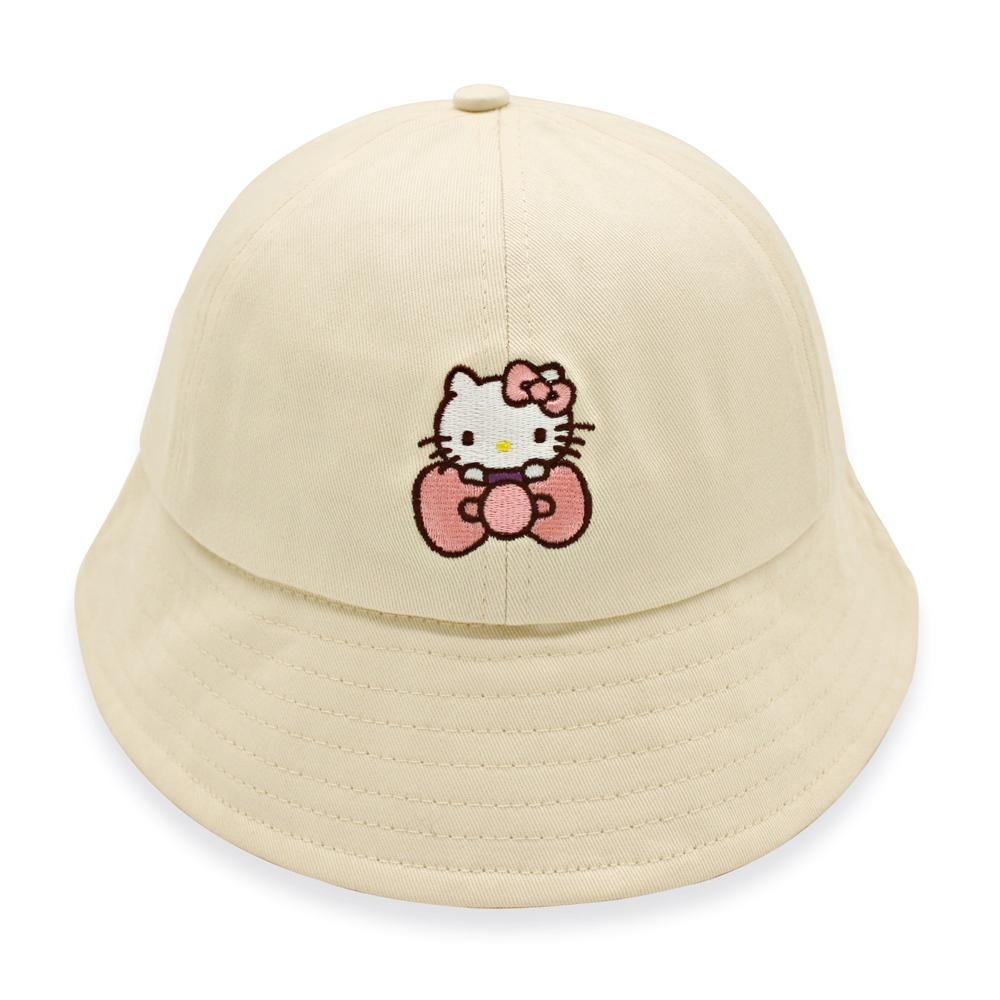 Hello Kitty 凱蒂貓, 親子漁夫帽, Hello Kitty櫻花立體刺繡圖樣卡其色 款-細節圖3