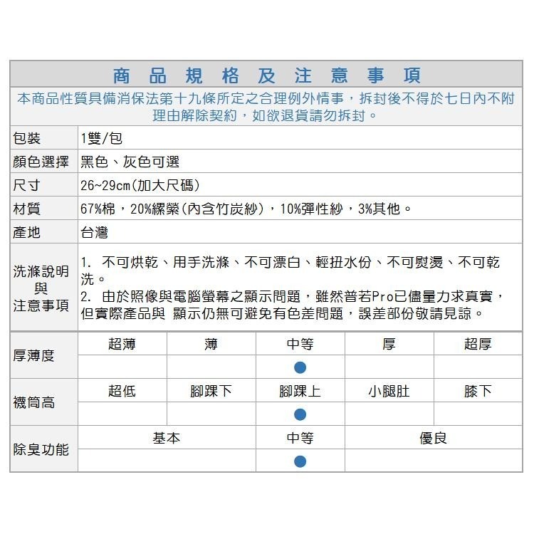 本之豐, MIT 休閒襪/短襪, XL加大尺碼竹炭除臭吸汗抗菌氣墊毛巾底 款-細節圖9