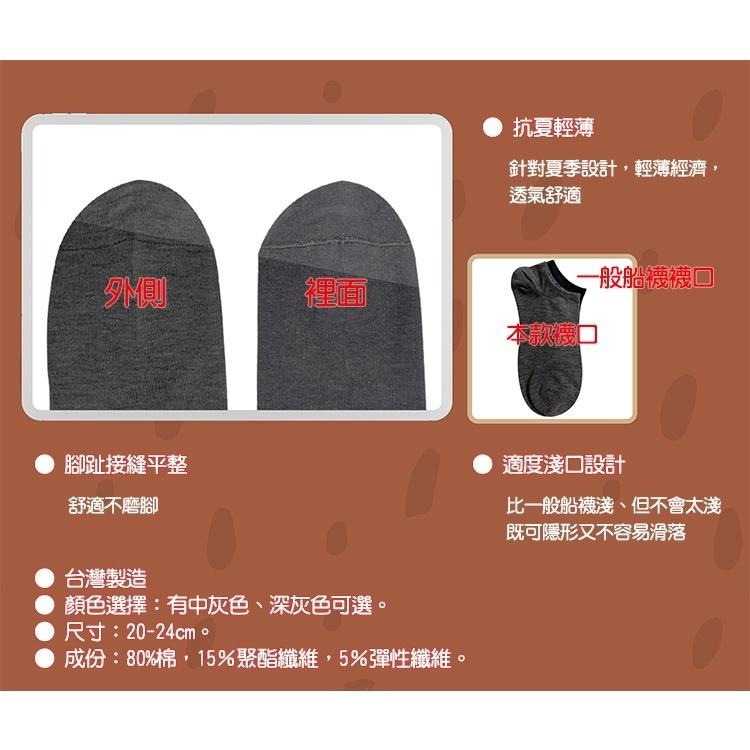 三合豐 ELF, 女性船襪/隱形襪, 精梳棉Y跟設計防脫落淺口 款-細節圖3