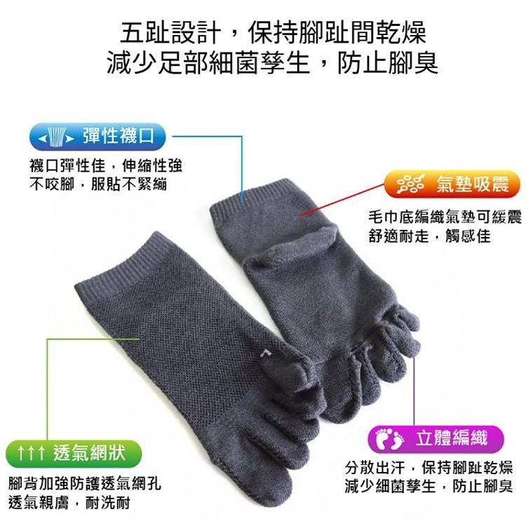 本之豐, 五趾襪, MIT 毛巾底萊卡抗菌消臭精梳棉腳趾立體編織 款-細節圖3