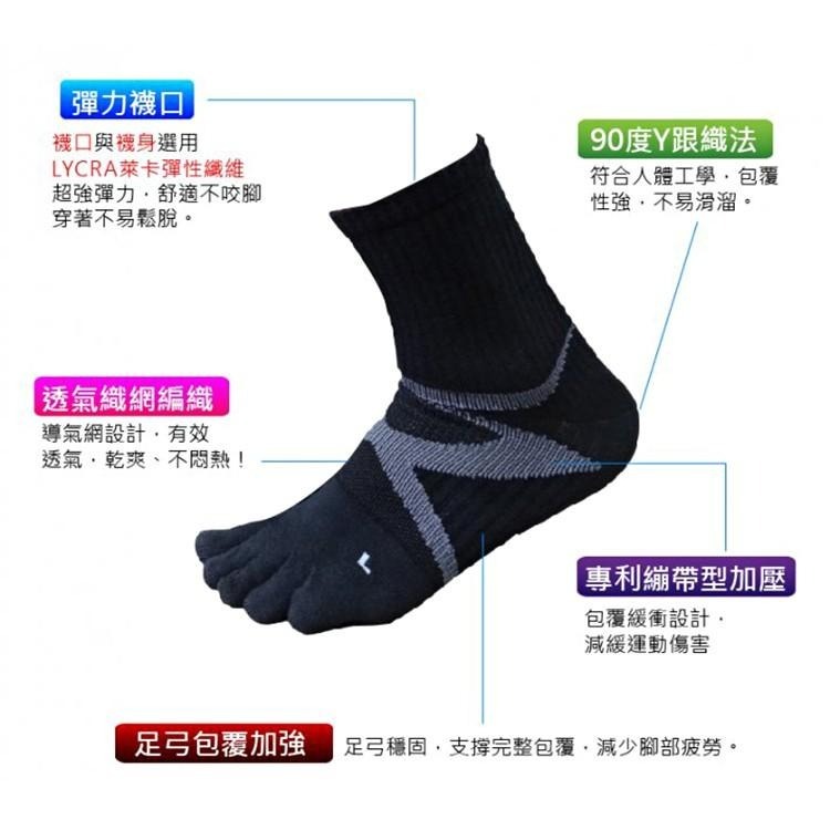 本之豐, MIT 五趾襪, 繃帶抗菌消臭腳趾無縫縫合運動 款-細節圖3