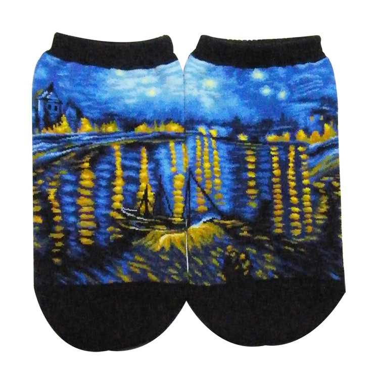JHJ DESIGN, 船襪/隱形襪, 梵谷~隆河的星夜 淺口 款-細節圖3