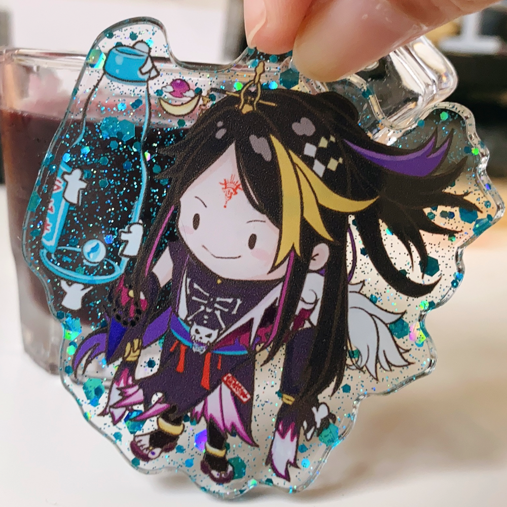 彩虹Ｖ館｜Luca＋Mysta＋Shu彈珠汽水乾杯藍亮片壓克力吊飾三件套-細節圖2