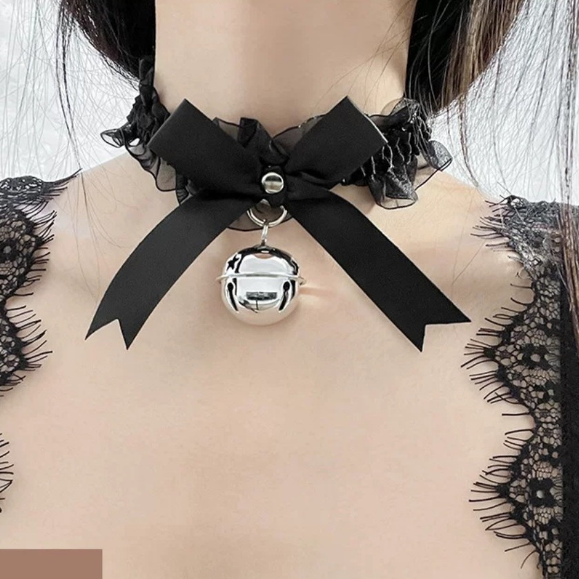 現貨□物超所值的可愛□甜美蝴蝶結鈴鐺頸圈 綁帶頸圈 性感頸飾 項鍊飾品-細節圖3