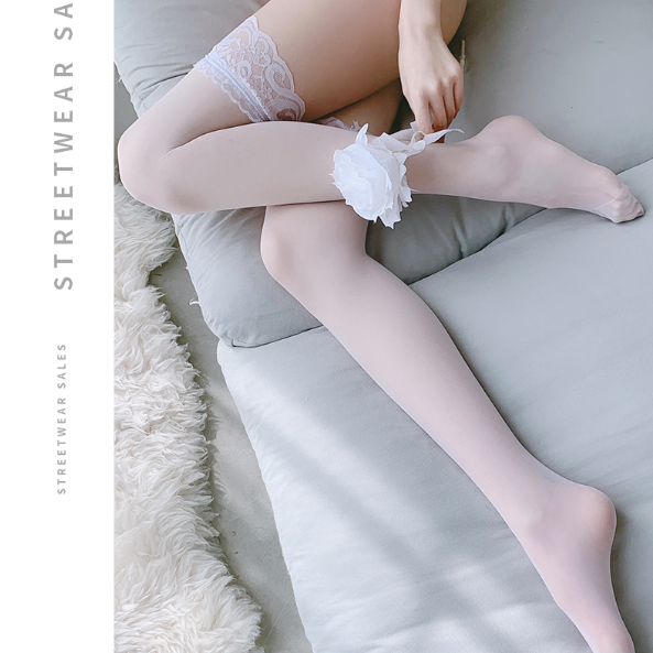 現貨□美腿誘惑□顯瘦大腿襪 性感再升級 透明蕾絲花邊 長筒絲襪-細節圖8