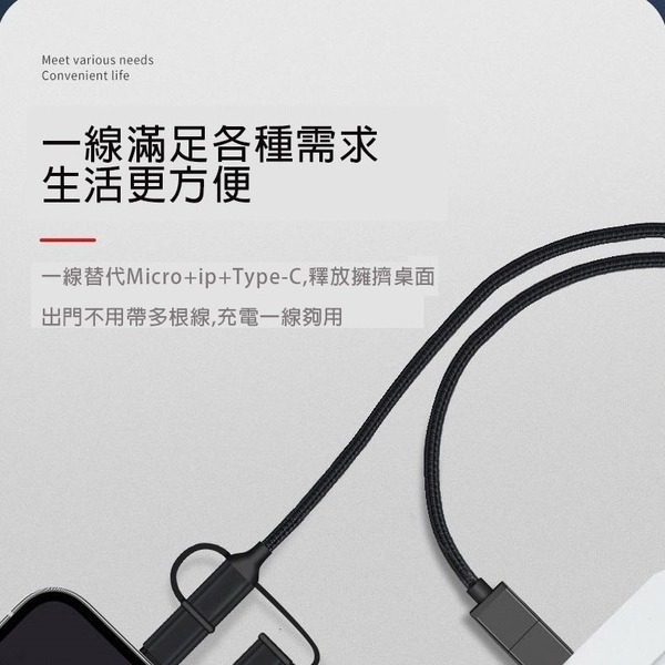 雙USB五合一充電線 數據線 傳輸線 Type-C60W快充iPhone18WPD 筆電 蘋果可用充電線-細節圖2