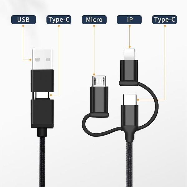 雙USB五合一充電線 數據線 傳輸線 Type-C60W快充iPhone18WPD 筆電 蘋果可用充電線-細節圖3