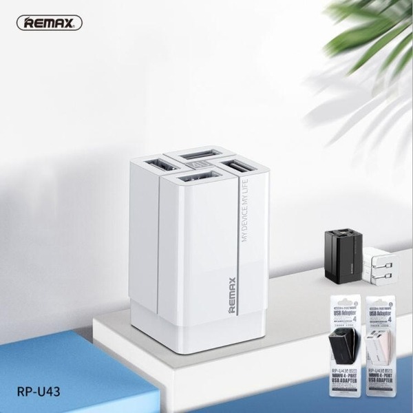 【Love Shop】REMAX 多功能4孔usb充電器3.4A 多口usb快充手機/pd充電器/豆腐頭-細節圖4