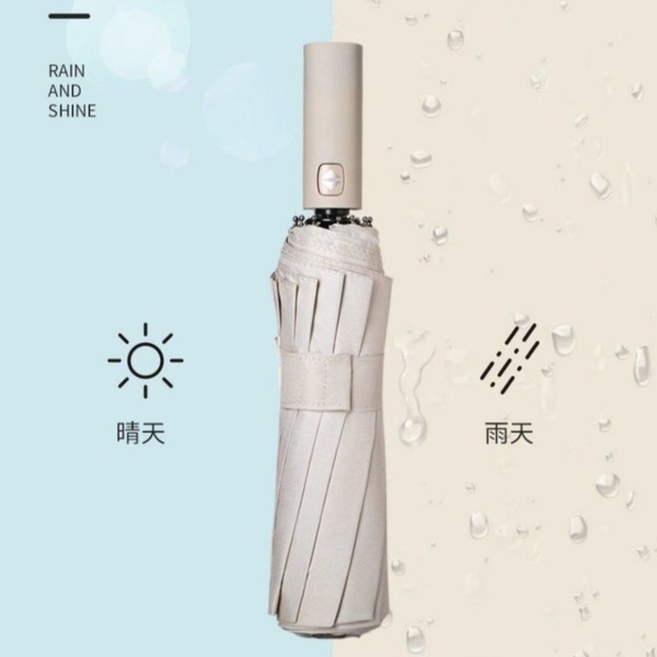 莫蘭迪 十二骨全自動傘 黑膠防曬遮陽傘 太陽傘加大晴雨傘 男女兩用-細節圖2