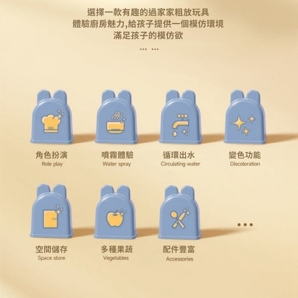 台灣賣家83cm 43件噴霧廚房玩具組 聲光模擬冒煙噴霧餐具玩具組 辨家家酒 玩具烹飪煮飯套裝-細節圖5